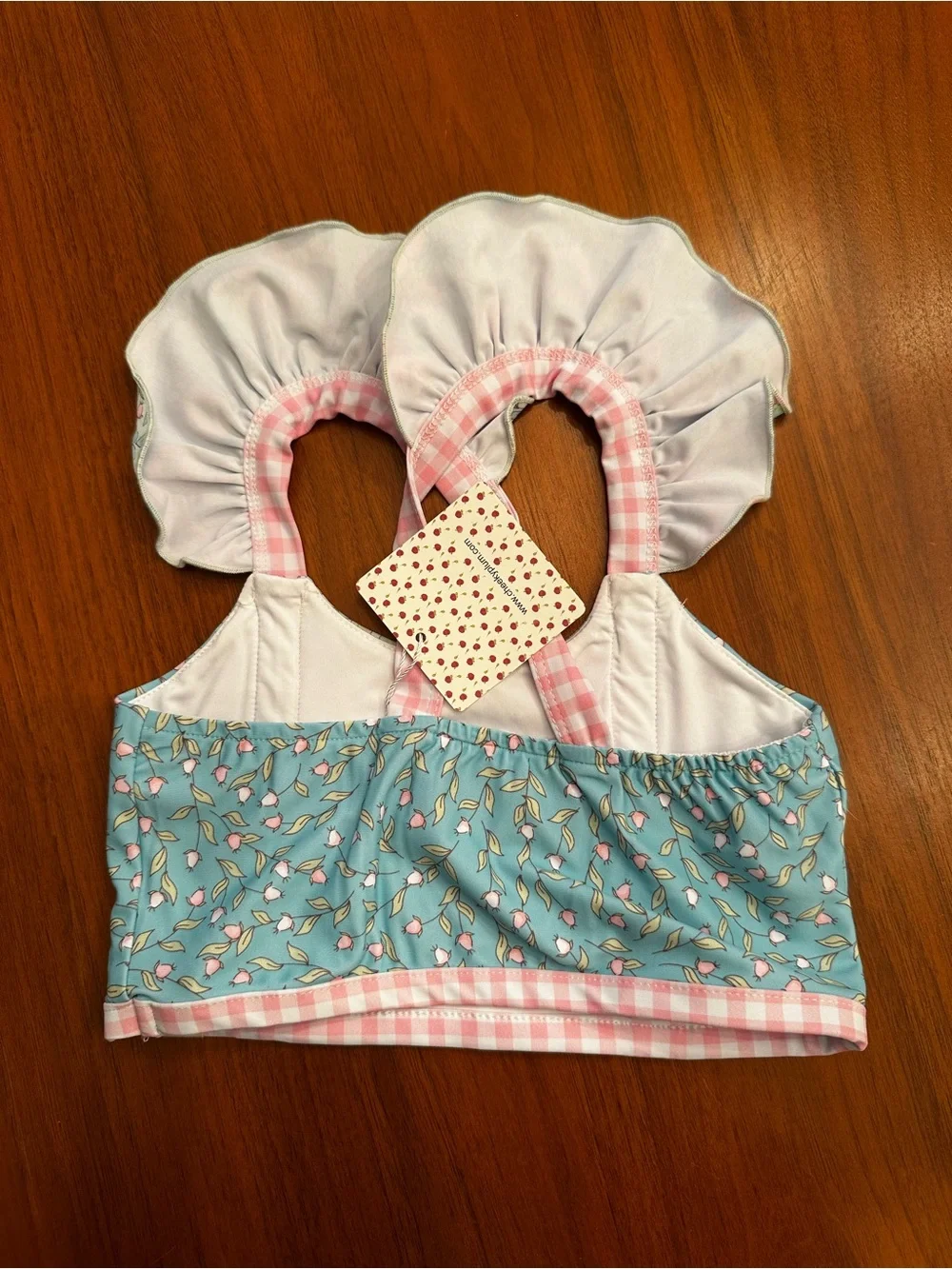 NWT Cheeky Plum Girls Floral Ruffle Two-Piece Swimsuit Blue & Pink size 5T